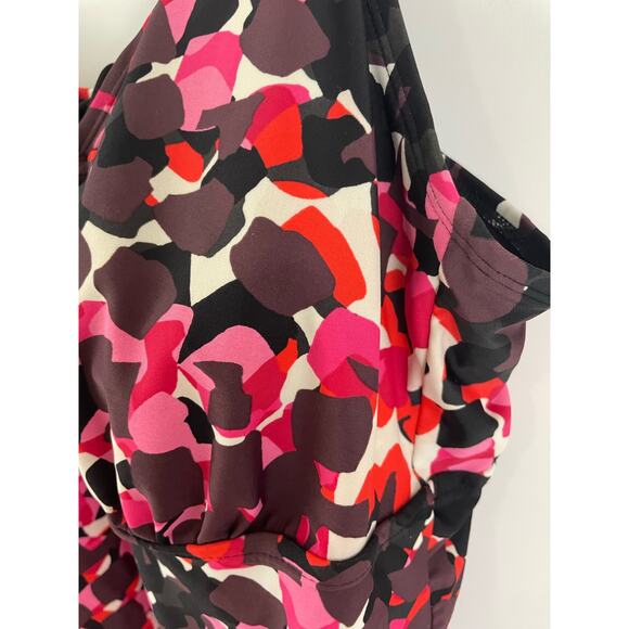 24W Plus Size Beach Native Tankini Top Swimsuit Pink Purple Geometric Swim Wear - Picture 3 of 11